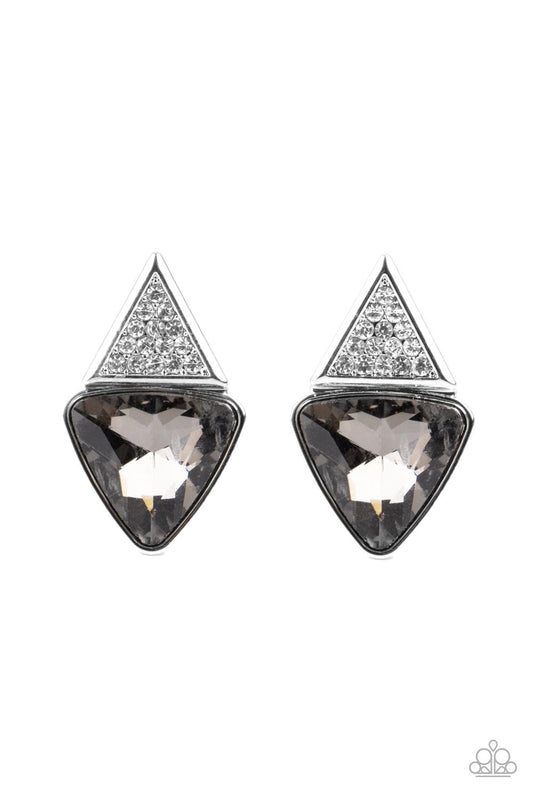Paparazzi - Risky Razzle - Silver Post Earrings