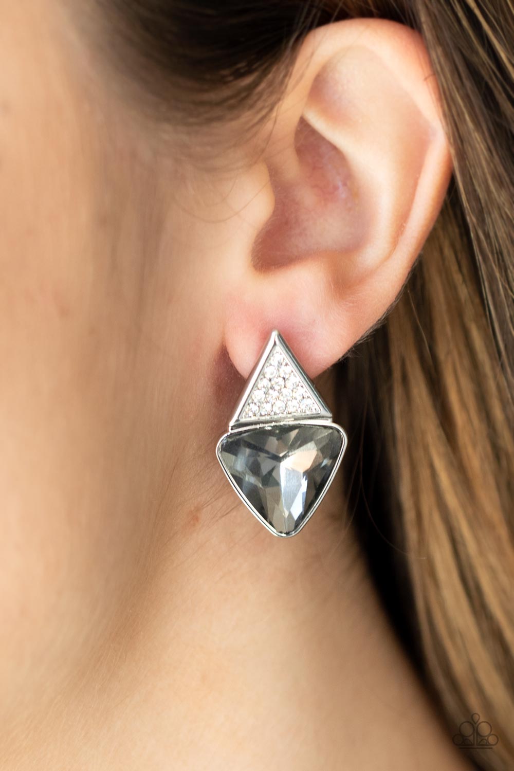 Paparazzi - Risky Razzle - Silver Post Earrings