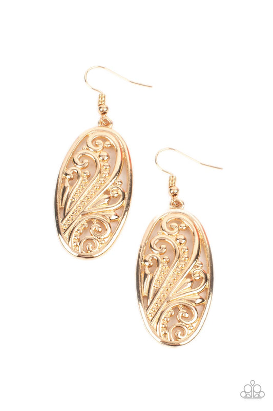 Paparazzi- High Tide Terrace - Gold Earrings