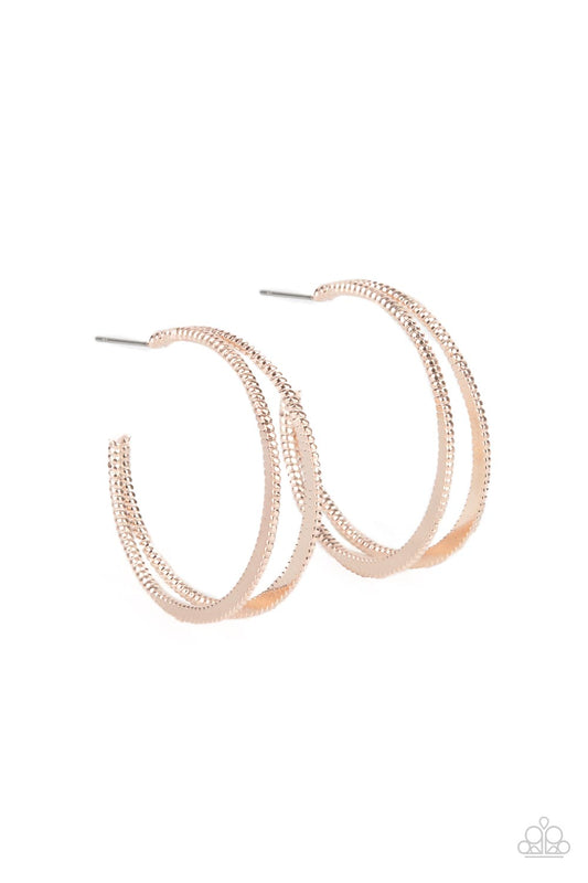 Paparazzi - Rustic Curves - Rose Gold Hoop