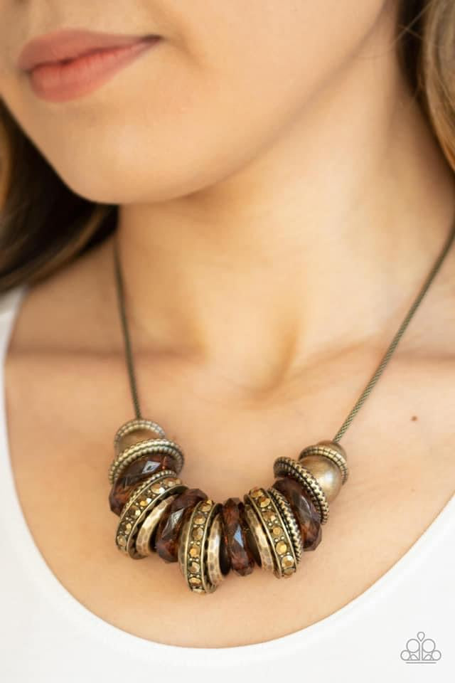 Paparazzi - Metro Mantra Brass Necklace