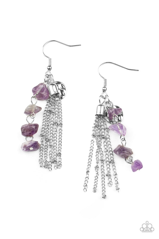 Paparazzi - Stone Sensation - Purple Earrings
