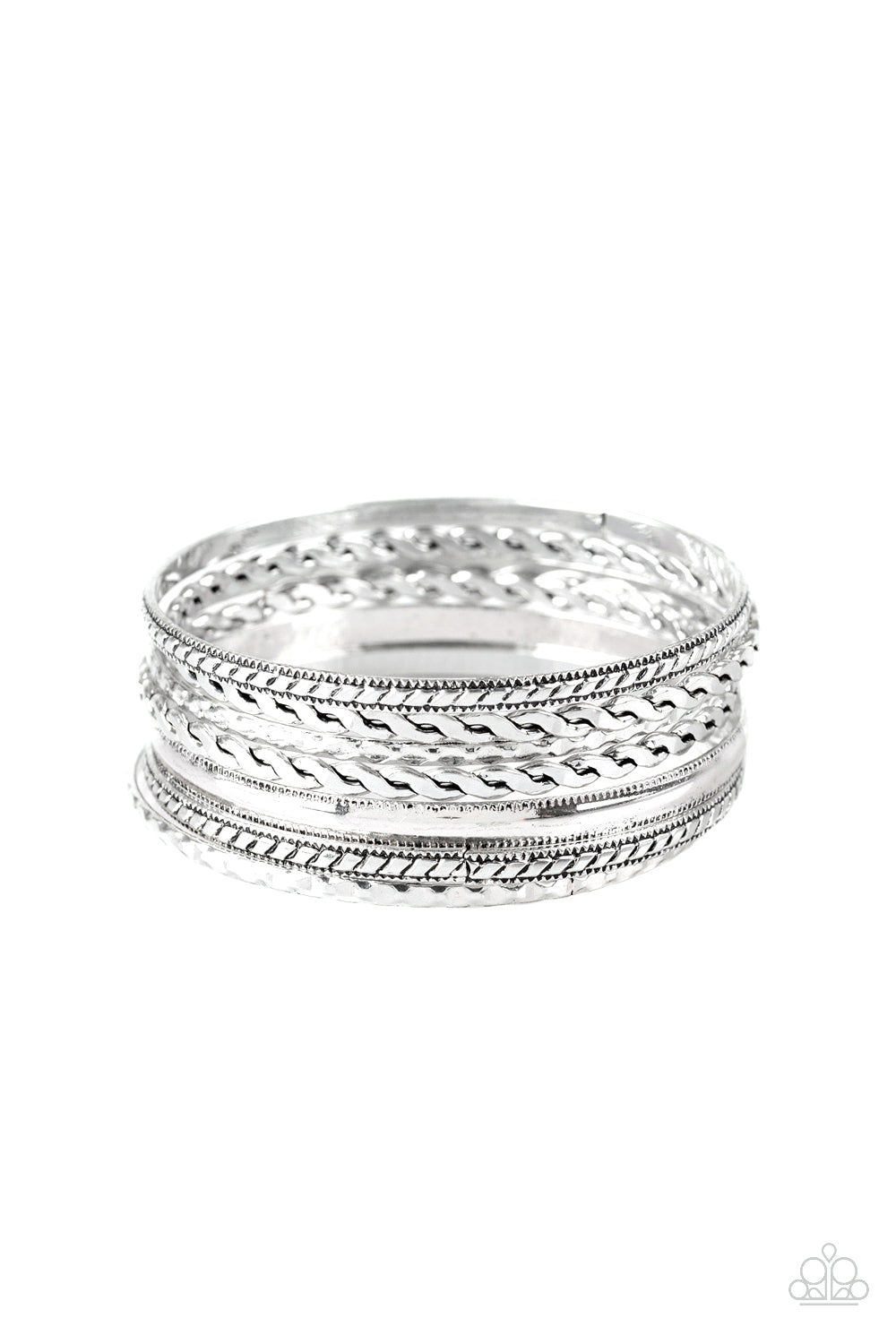 Paparazzi- Rattle and Roll - Silver Bracelets