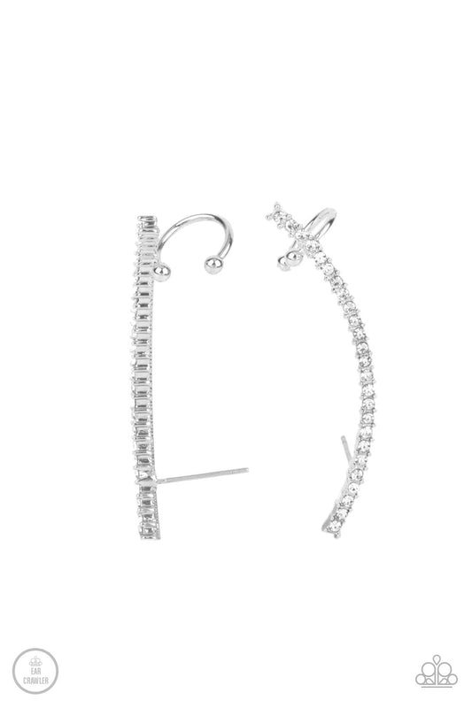 Paparazzi - Sleekly Shimmering - White Post Earrings