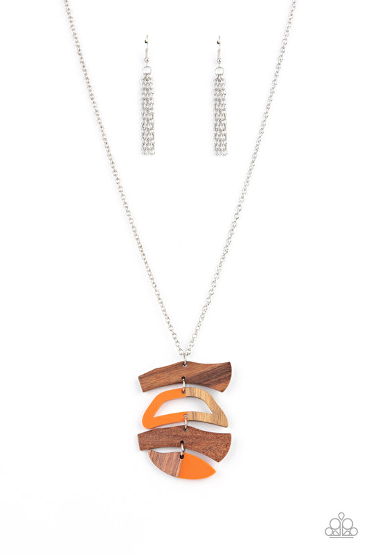 Paparazzi - A WOODWORK In Progress - Orange Necklace