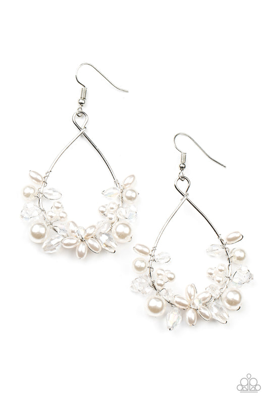 Paparazzi - Marina Banquet - White Earrings