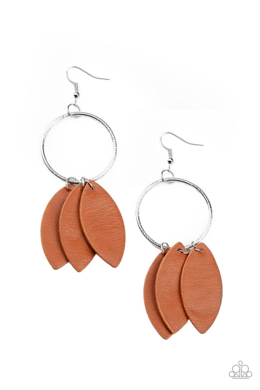 Paparazzi - Leafy Laguna - Brown Earrings