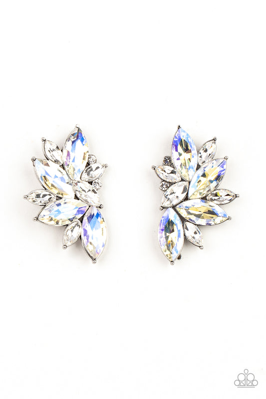 Paparazzi - Instant Iridescence - White Post Earrings