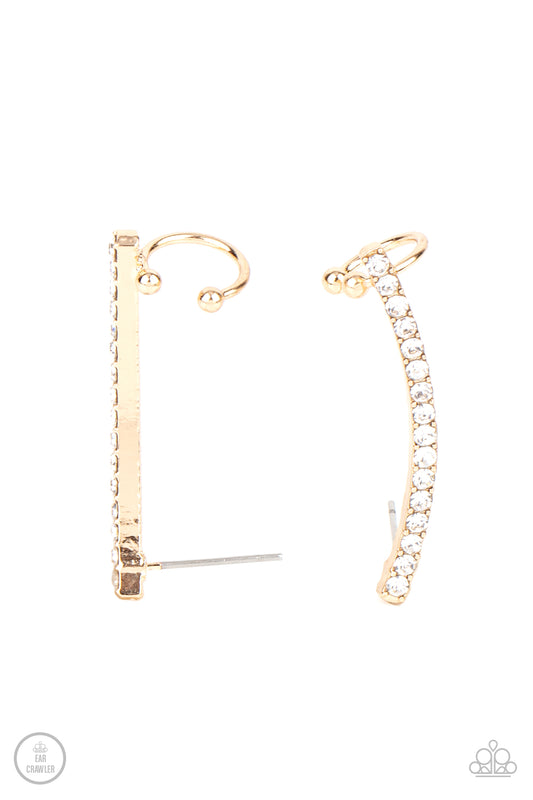 Paparazzi - Give Me The SWOOP - Gold Post Crawler Earrings