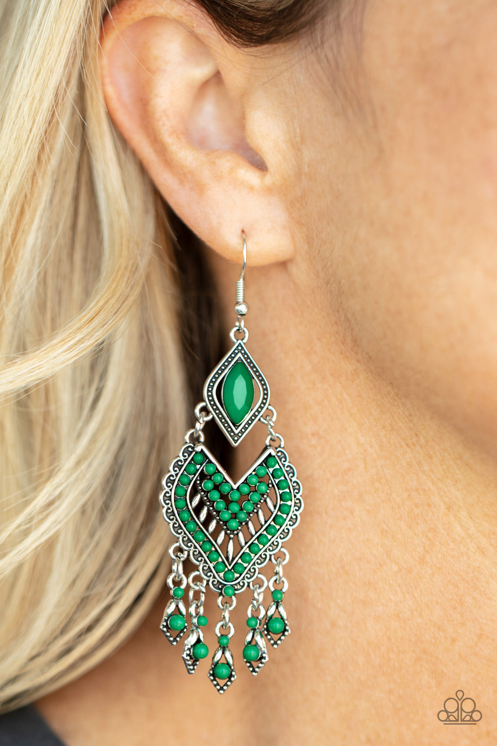 Paparazzi - Dearly Debonair - Green Earrings