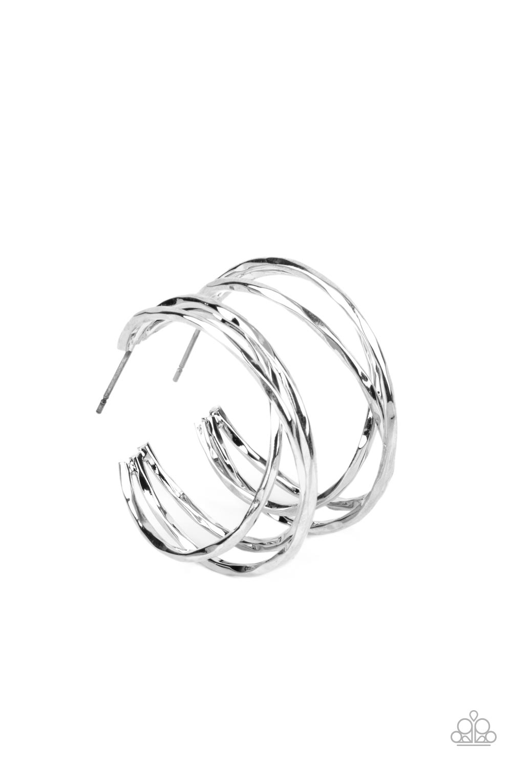 Paparazzi - City Contour - Silver Hoop Earrings