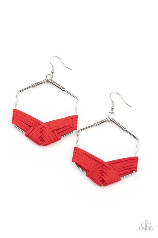 Paparazzi - Suede Solstice - Red Earrings
