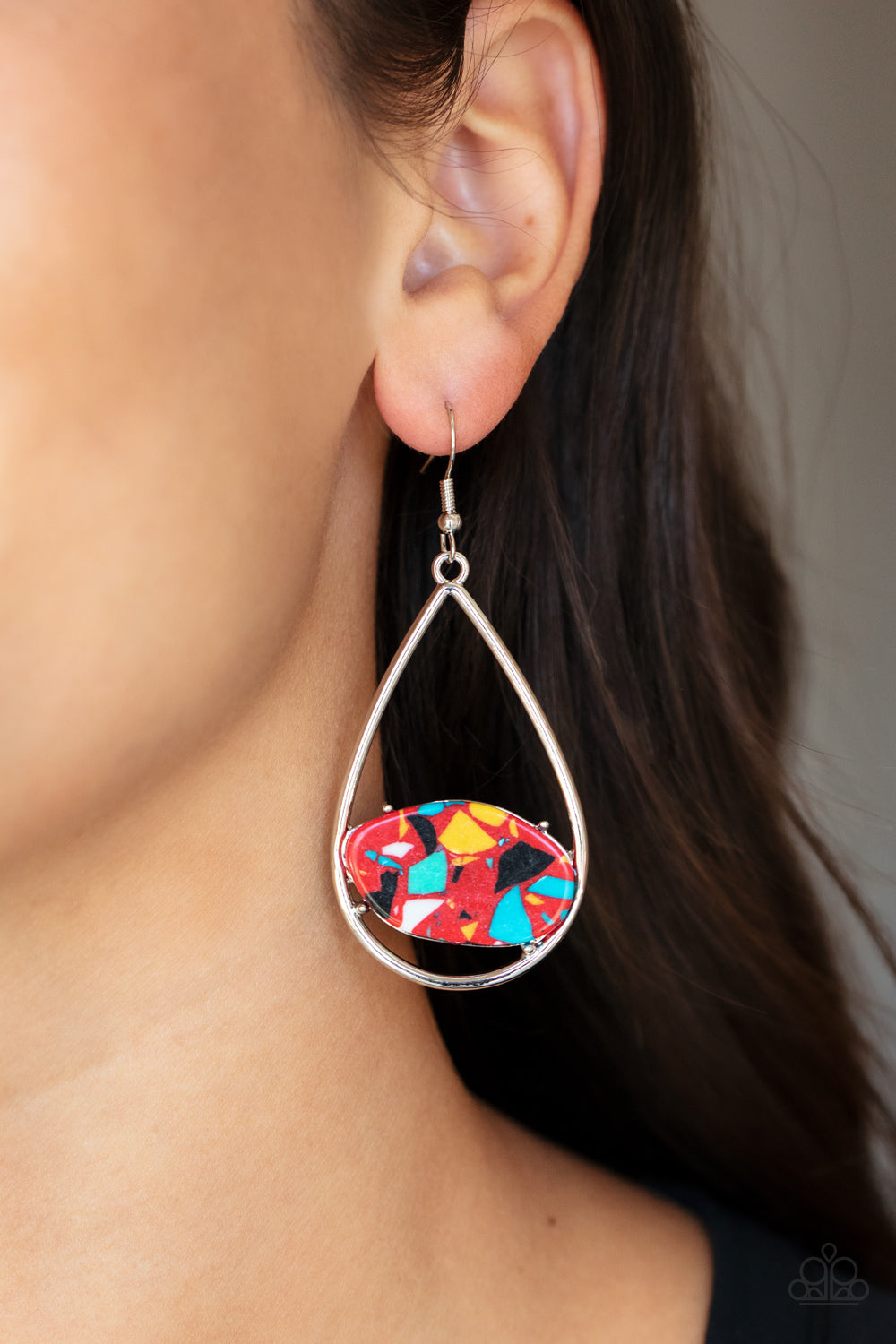 Paparazzi - Tropical Terrazzo - Red Earrings