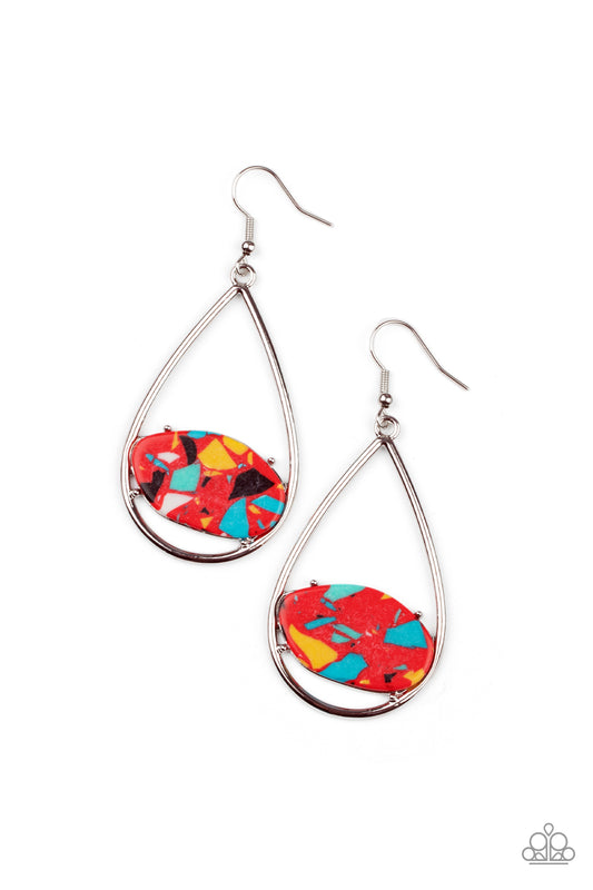 Paparazzi - Tropical Terrazzo - Red Earrings