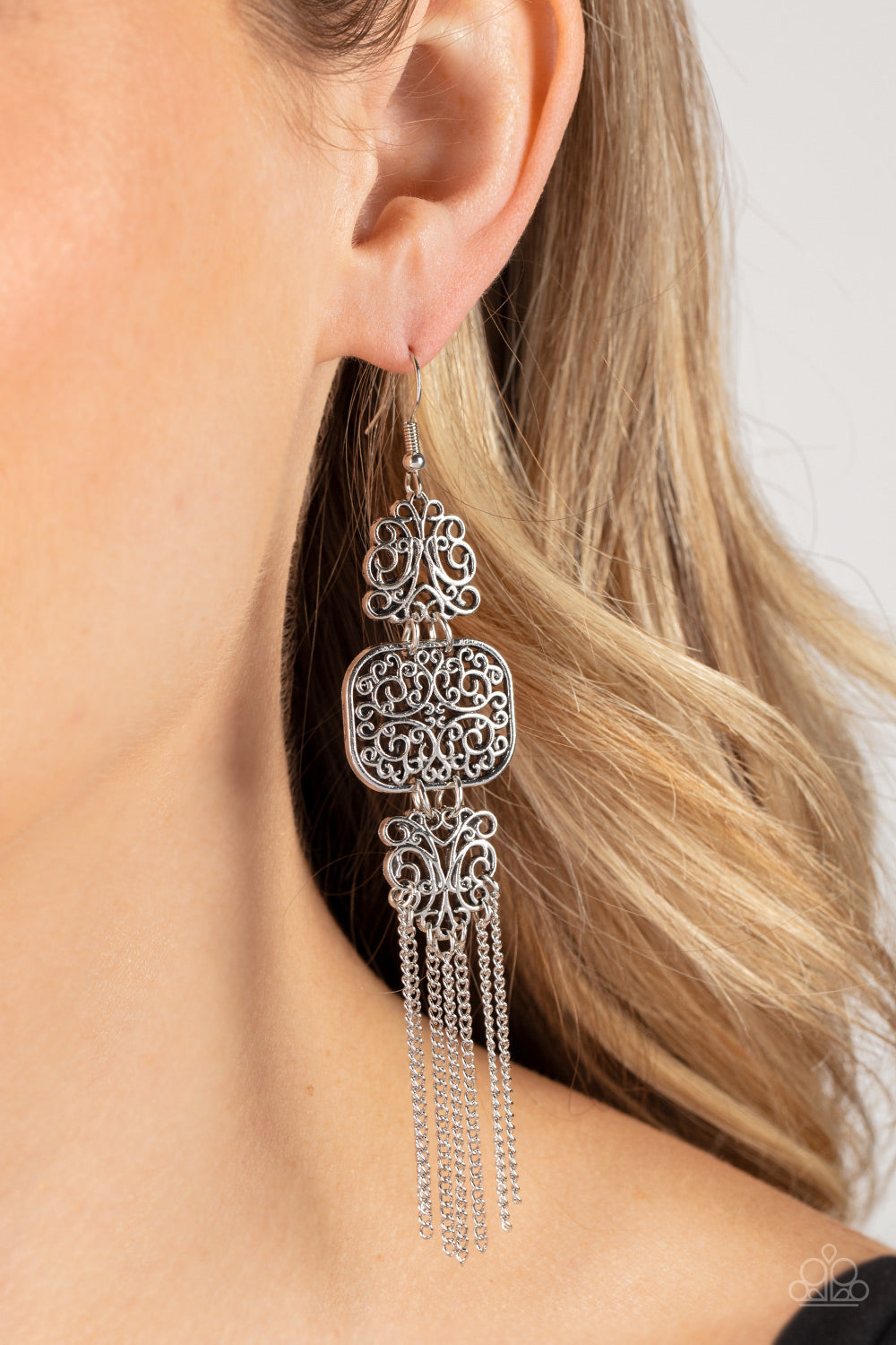 Paparazzi Eastern Elegance - Silver Earrings