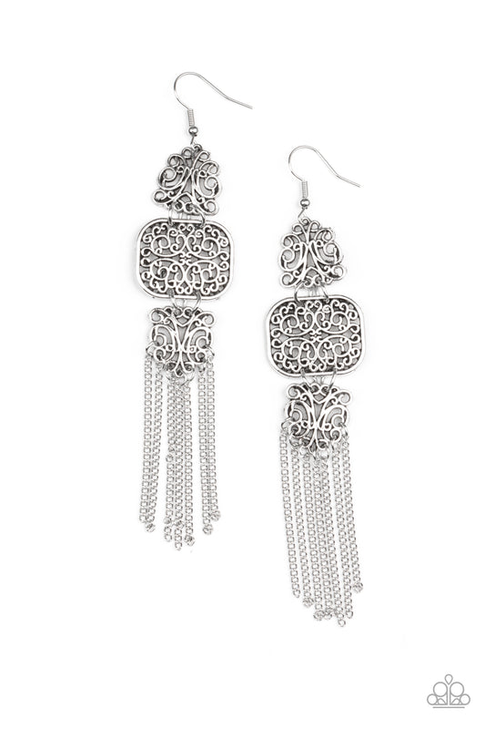 Paparazzi Eastern Elegance - Silver Earrings