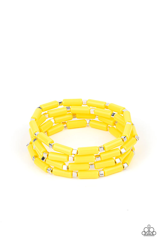 Paparazzi - Radiantly Retro - Yellow Bracelet
