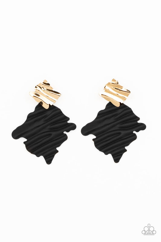 Paparazzi - Crimped Couture - Gold Post Earrings