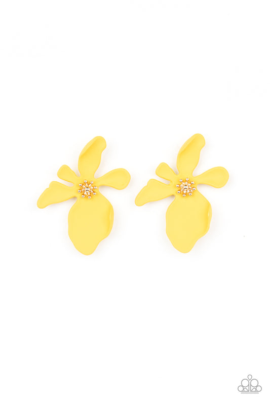 Paparazzi - Hawaiian Heiress - Yellow Post Earrings