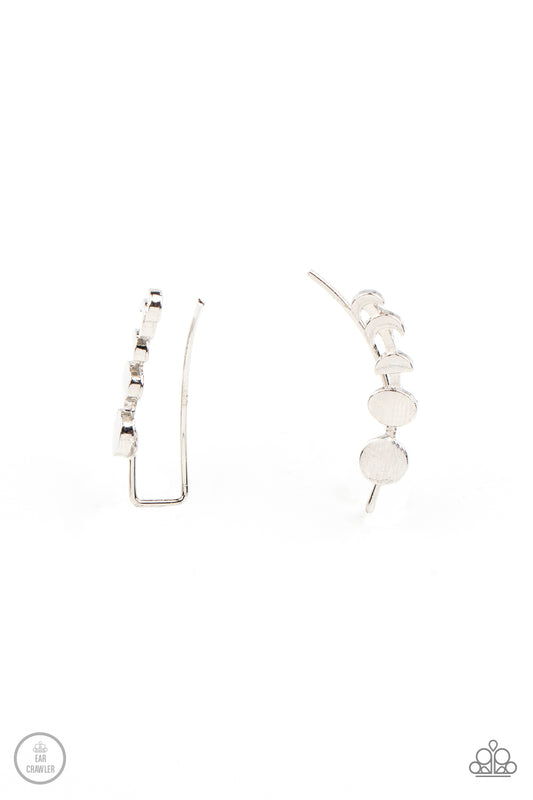 Paparazzi - Its Just a Phase - Silver Post Ear Crawler Earrings