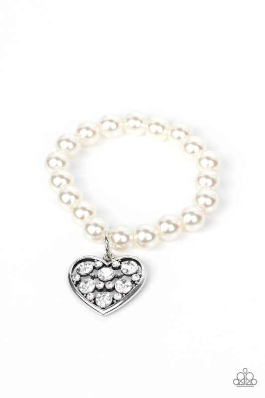 Paparazzi - Cutely Crushing - White Pearl Bracelet