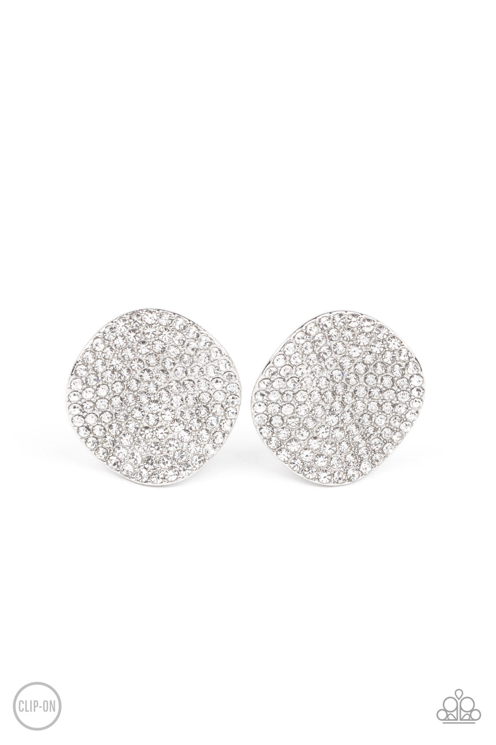 Paparazzi - Lunch at the Louvre - White Clip-On Earrings
