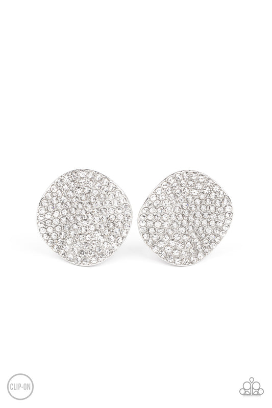 Paparazzi - Lunch at the Louvre - White Clip-On Earrings