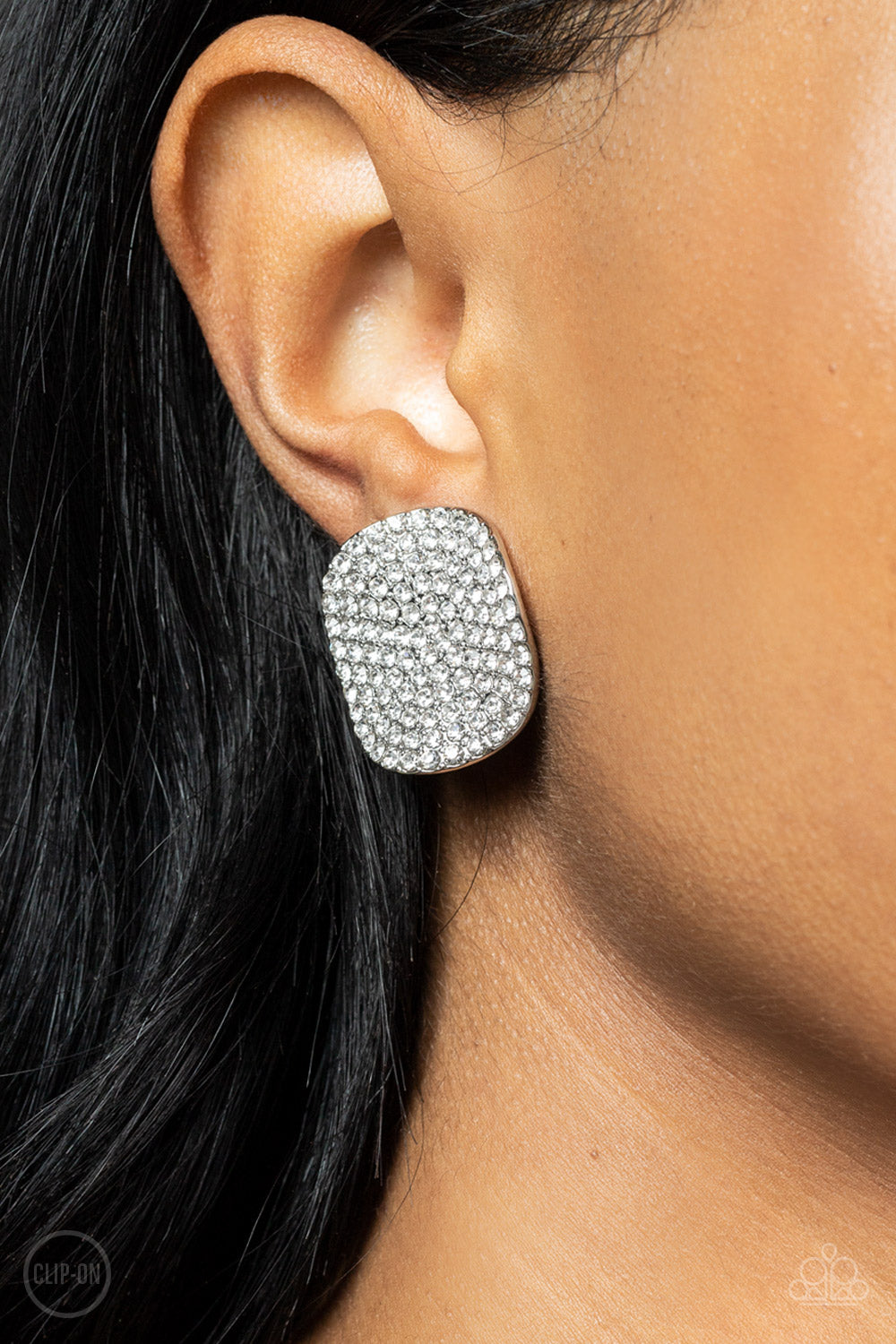 Paparazzi - Lunch at the Louvre - White Clip-On Earrings
