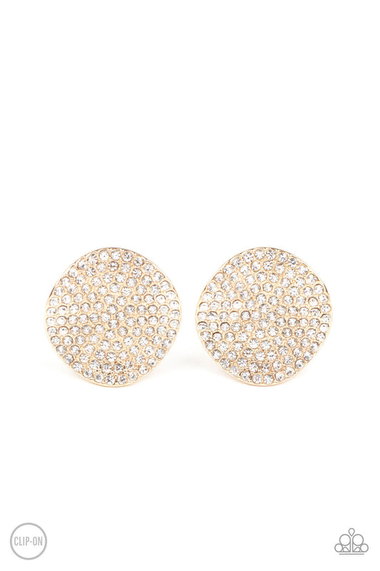 Paparazzi - Lunch at the Louvre - Gold Clip-On Earrings