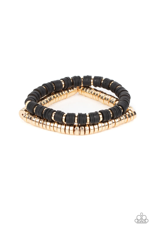 Paparazzi - Catalina Marina - Black Stretchy Bracelet