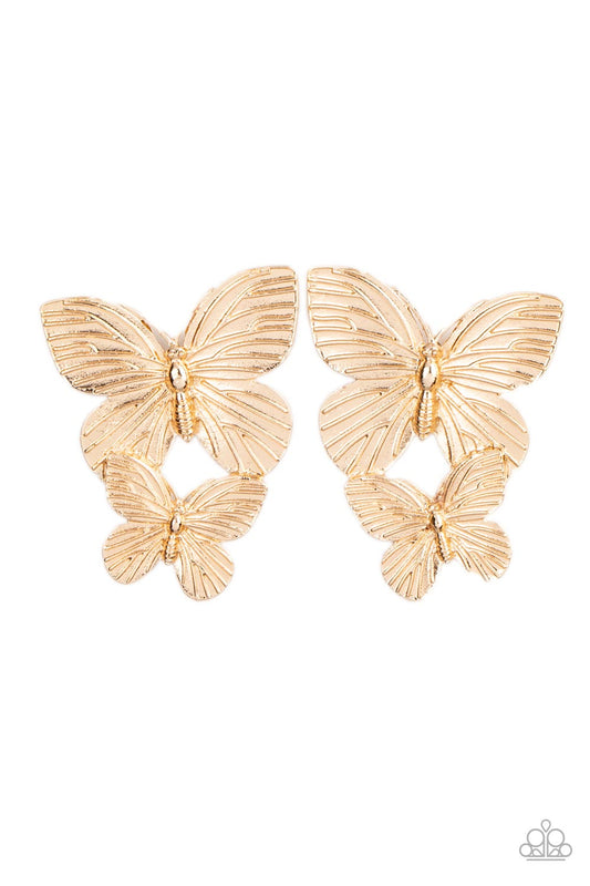 Paparazzi - Blushing Butterflies - Gold Post Earrings