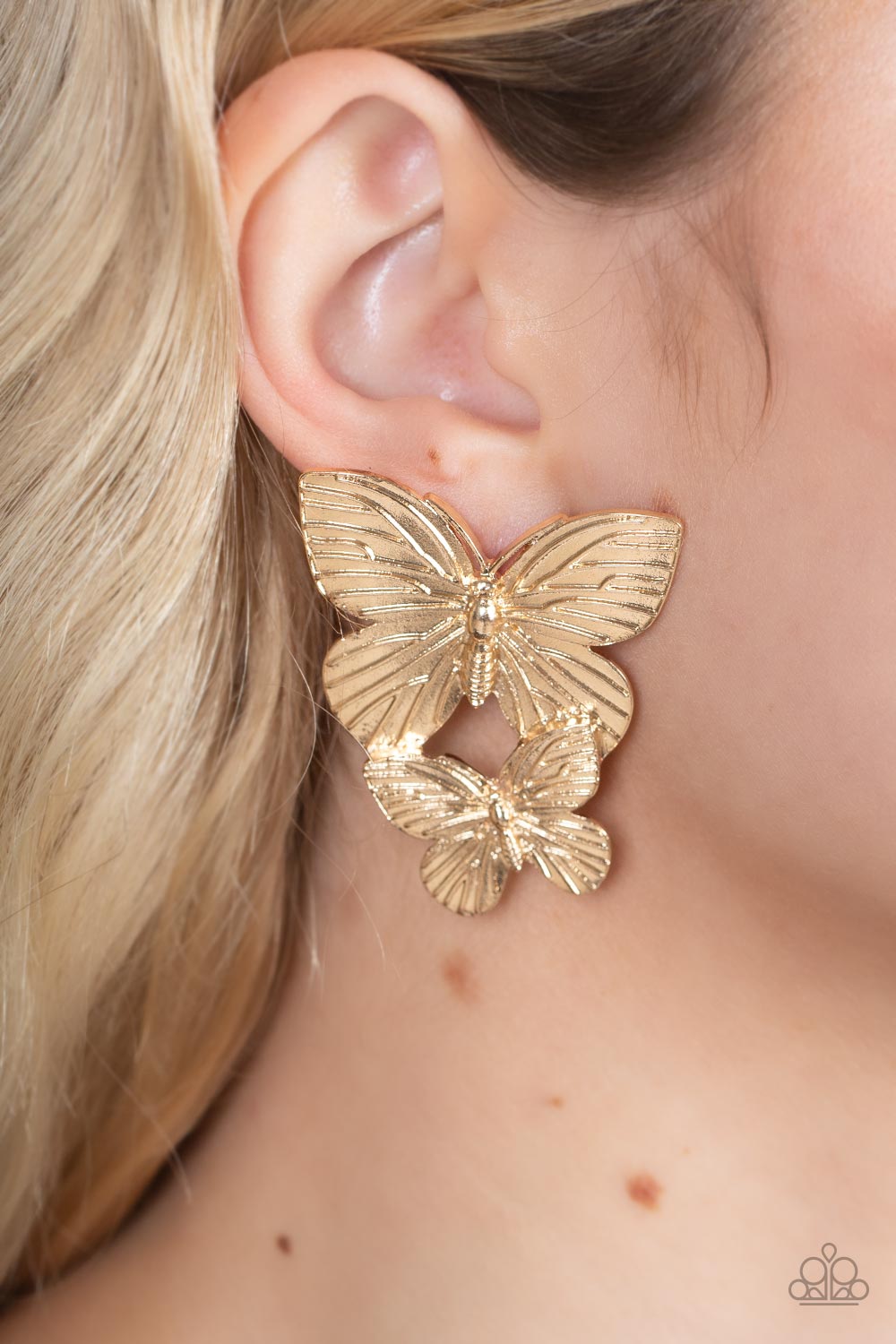 Paparazzi - Blushing Butterflies - Gold Post Earrings
