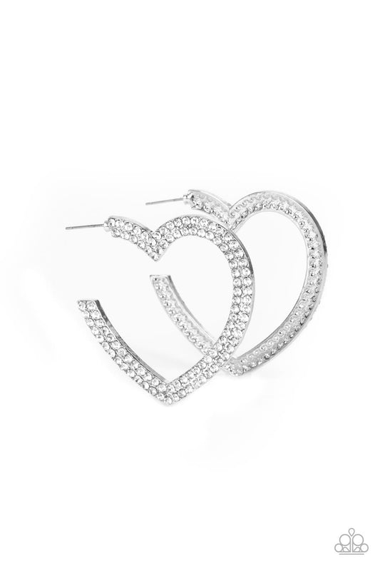 Paparazzi - AMORE to Love - White Hoop Earrings