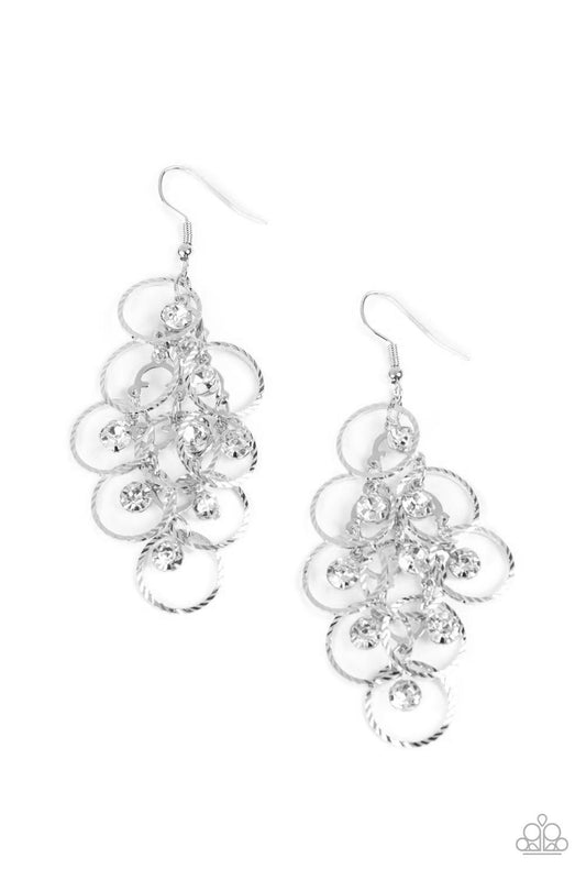 Paparazzi - Head Rush - White Earrings