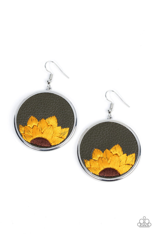 Paparazzi - Sun-Kissed Sunflowers - Green Earrings
