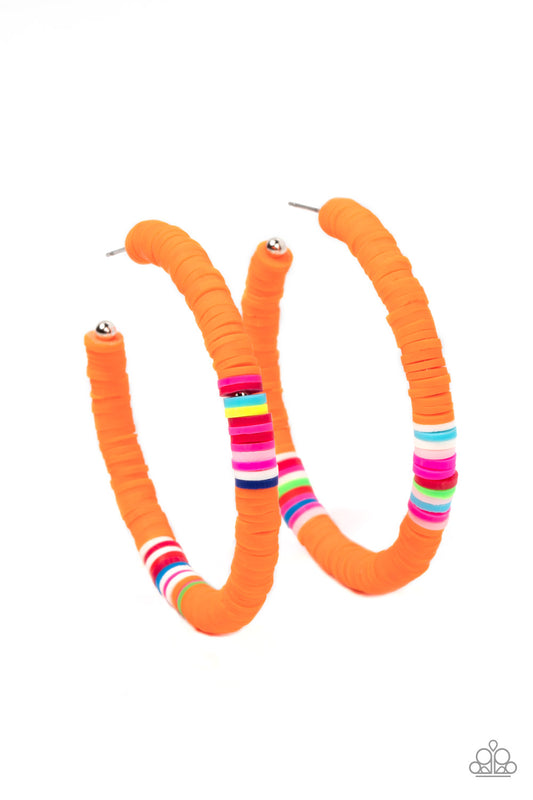 Paparazzi - Colorfully Contagious - Orange Hoop Earrings