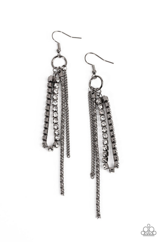 Paparazzi - Swing Dance Dazzle - Black Earrings