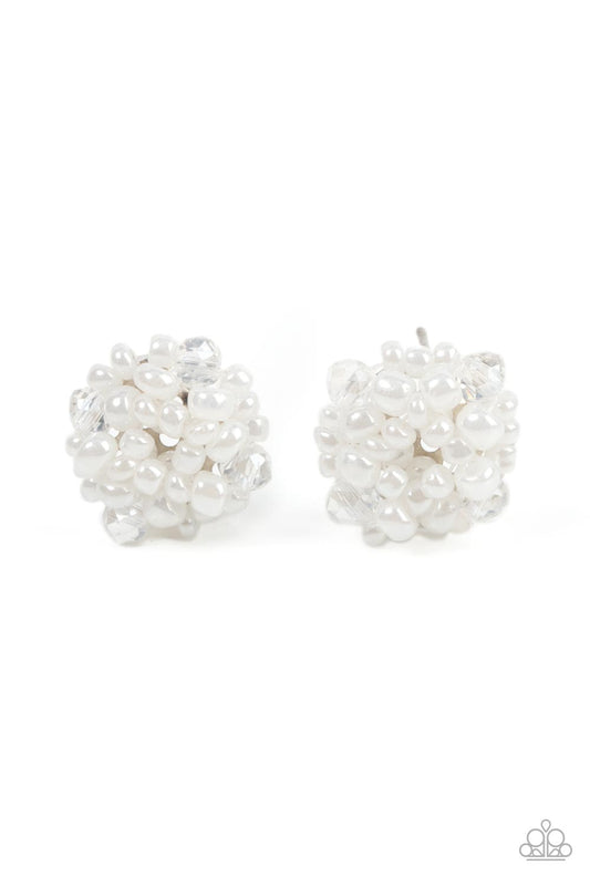 Paparazzi - Bunches of Bubbly - White Post Earrings