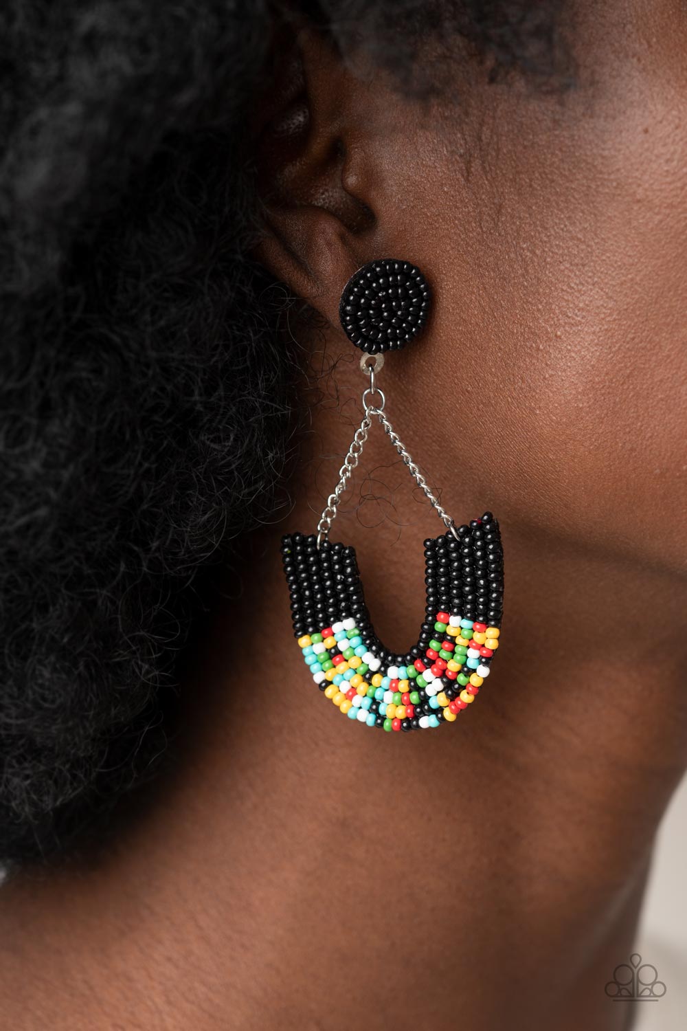 Paparazzi - Make it RAINBOW - Black Earrings
