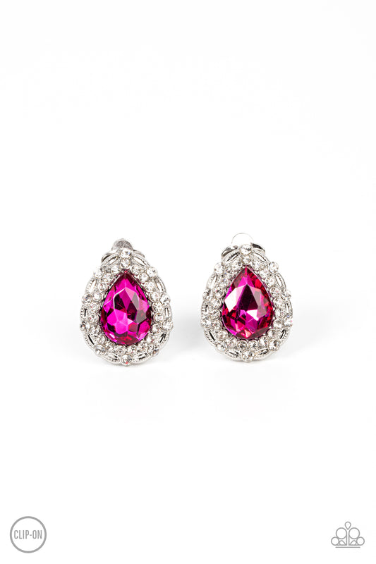 Paparazzi - Haute Happy Hour - Pink Clip-On Earrings