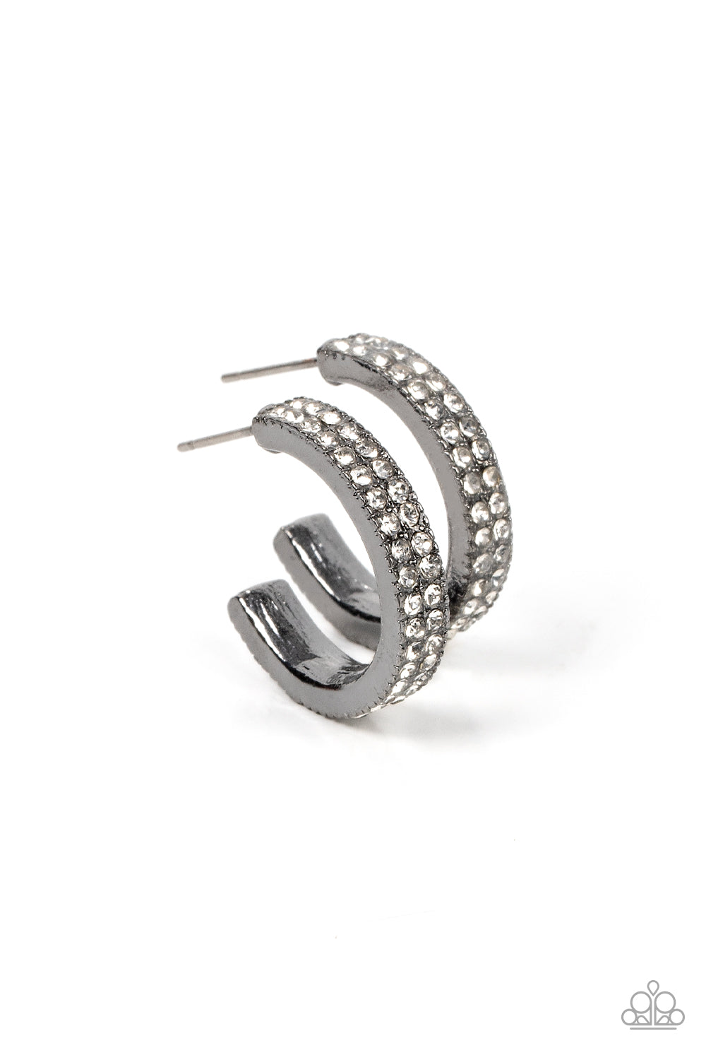 Paparazzi - Small Town Twinkle - Black Hoop Earrings