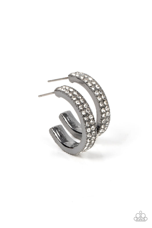Paparazzi - Small Town Twinkle - Black Hoop Earrings