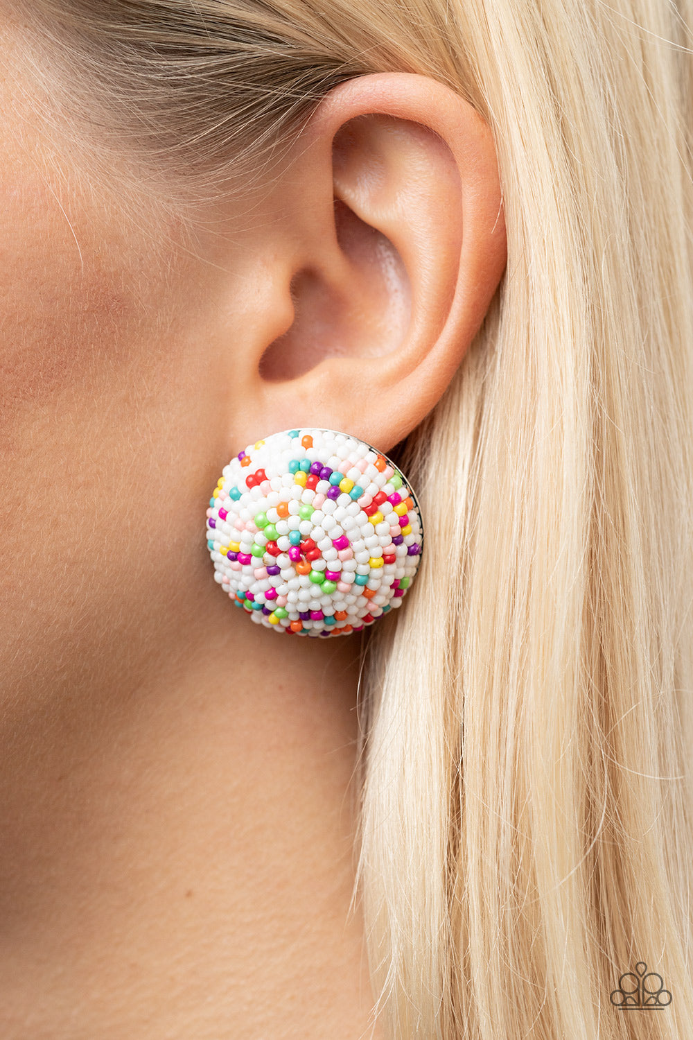Paparazzi - Kaleidoscope Sky - White Post Earrings