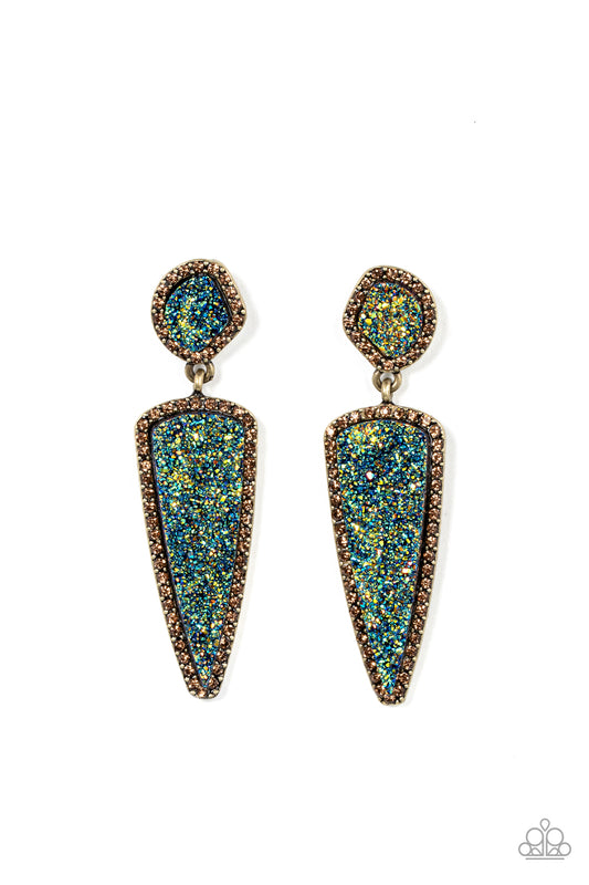 Paparazzi- Druzy Desire - Brass Earrings