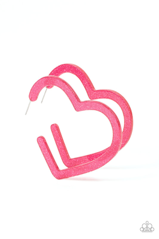 Paparazzi - Heart-Throbbing Twinkle - Pink Hoop Earrings