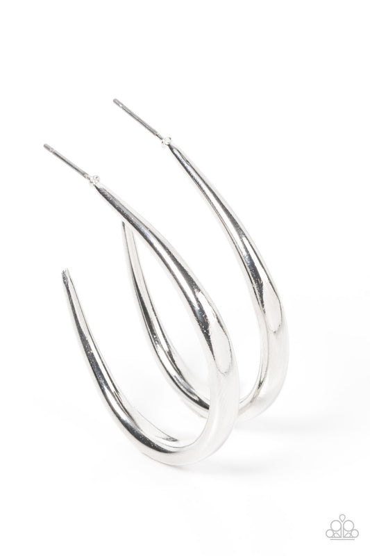 Paparazzi - CURVE Your Appetite - Silver Hoop Earrings