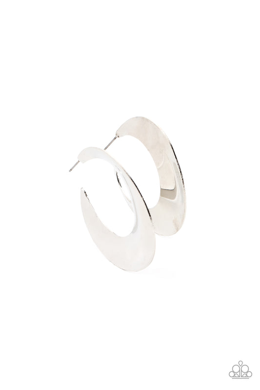 Paparazzi - Power Curves - Silver HOOP Earrings