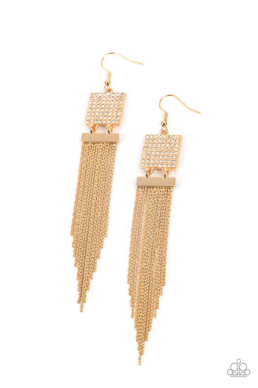 Paparazzi - Dramatically Deco - Gold Earrings - Life of the Party - March 2022