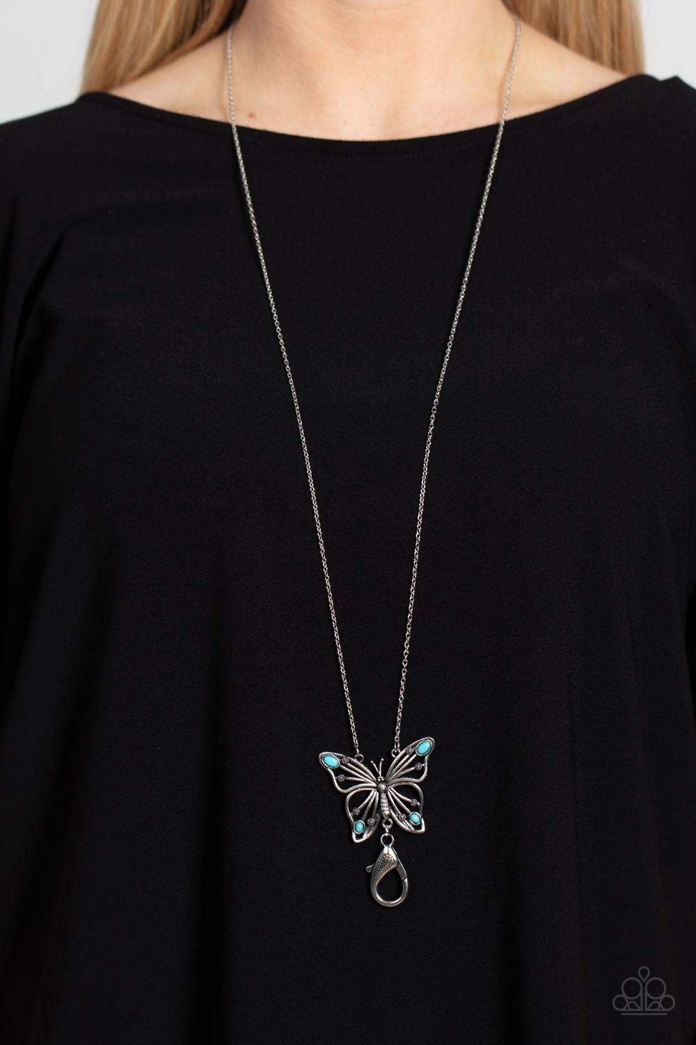 Paparazzi - Badlands Butterfly - Blue Lanyard Necklace