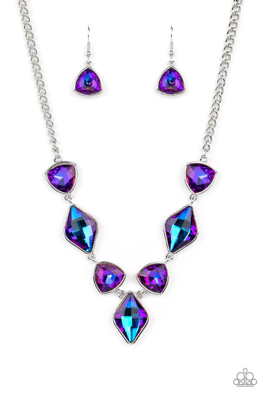 Paparazzi - Glittering Geometrics - Purple Necklace
